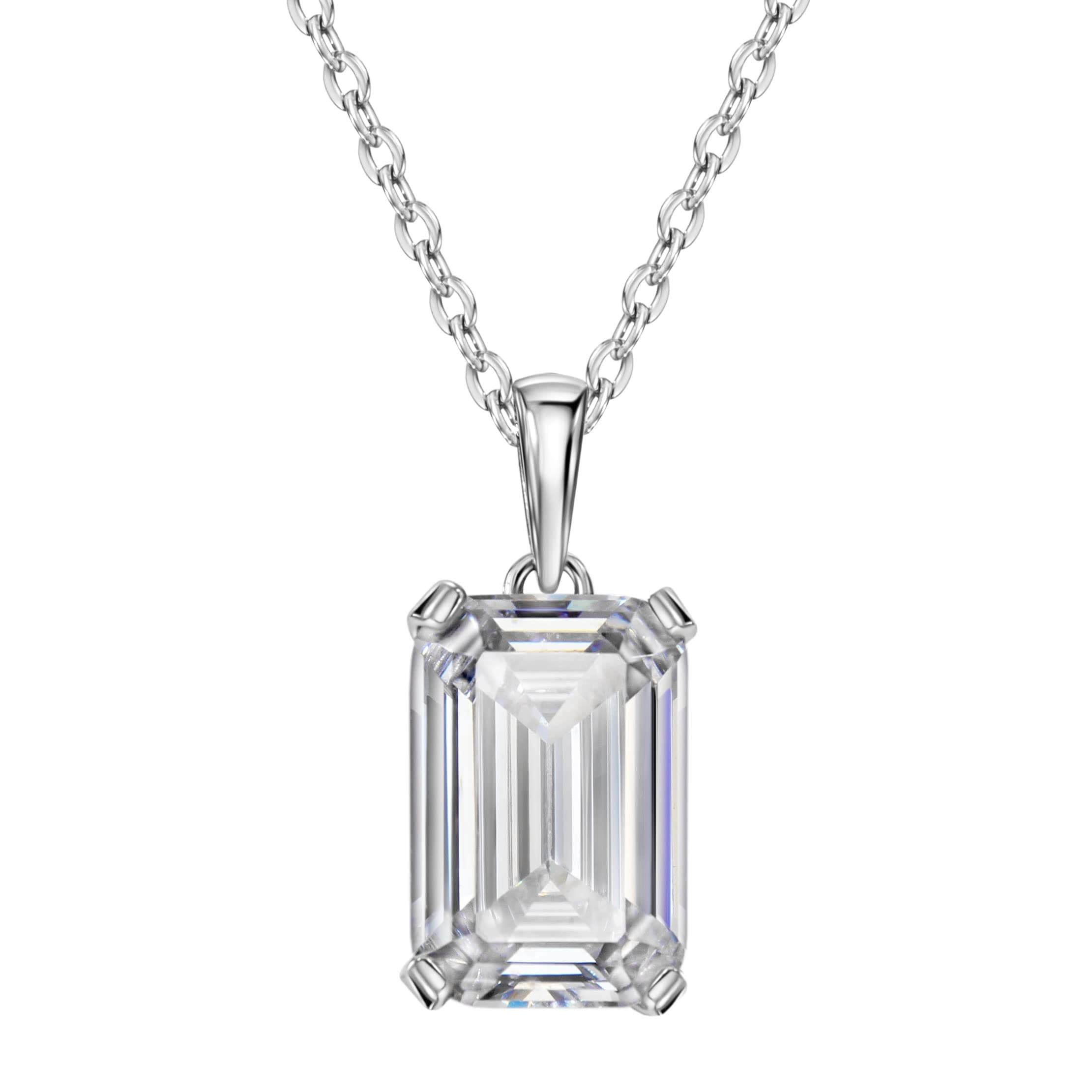Michooyel 4.0ct Emerald Cut Women's Necklace