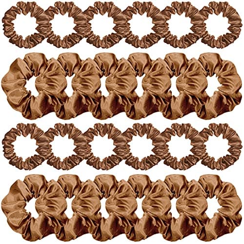 Satin Hair Scrunchies Set for Women Girls, 24 Pieces in 2 Sizes, Cream White
