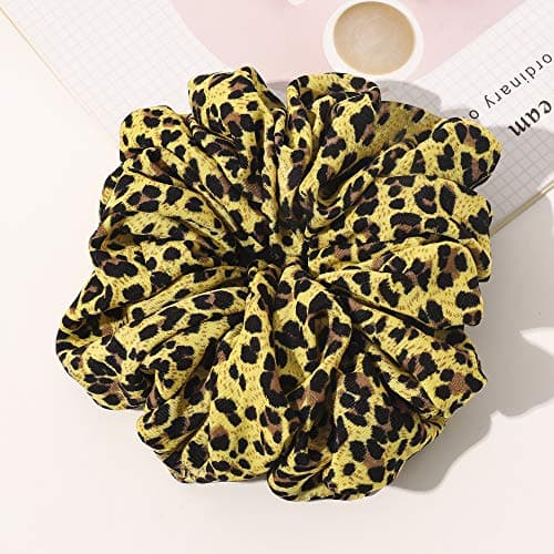 Silk Satin Oversized Scrunchie for Women - Extra Large Yellow Hair Tie for Thick Hair, Gift for Girls