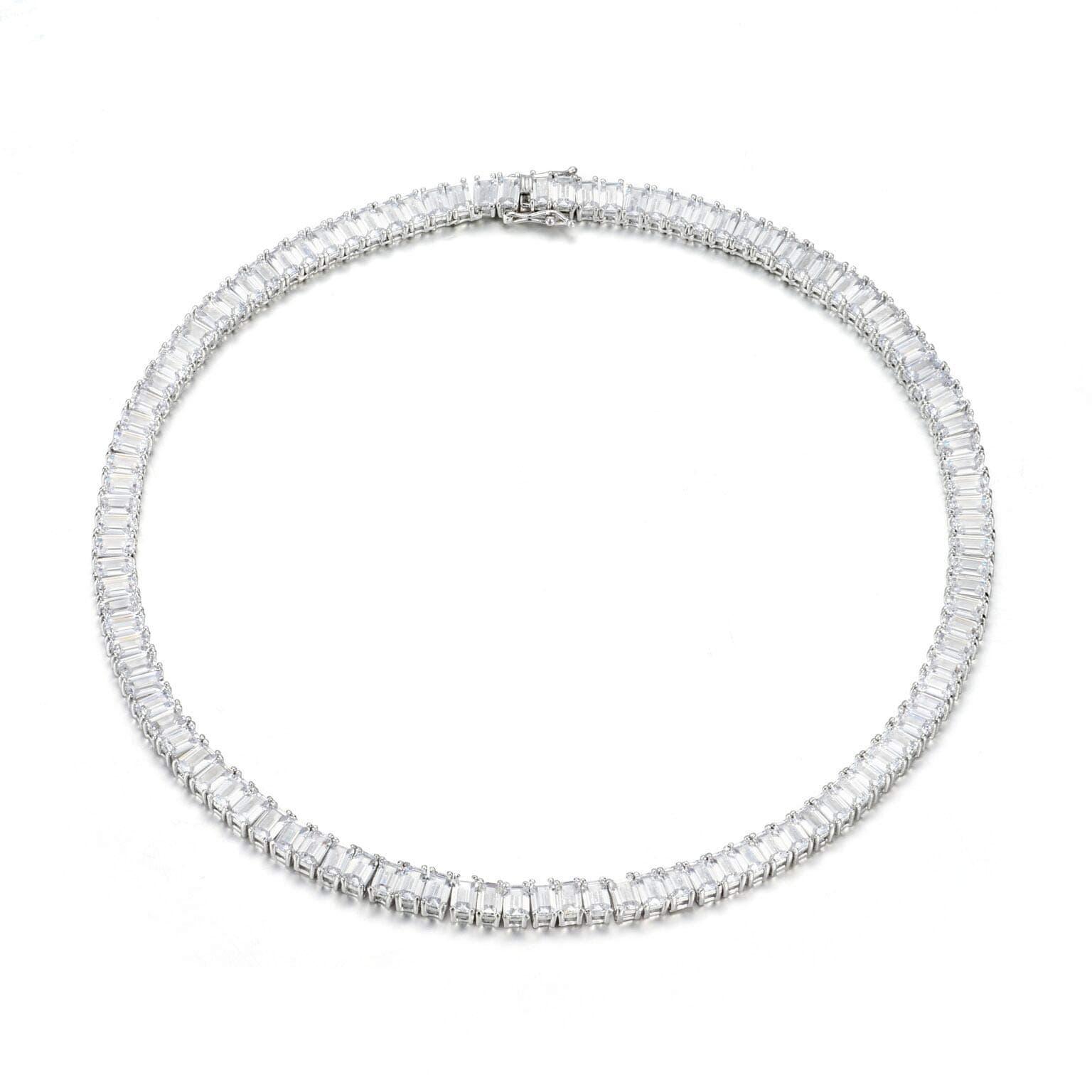 Luxury Cubic Zirconia Emerald Cut Tennis Necklace