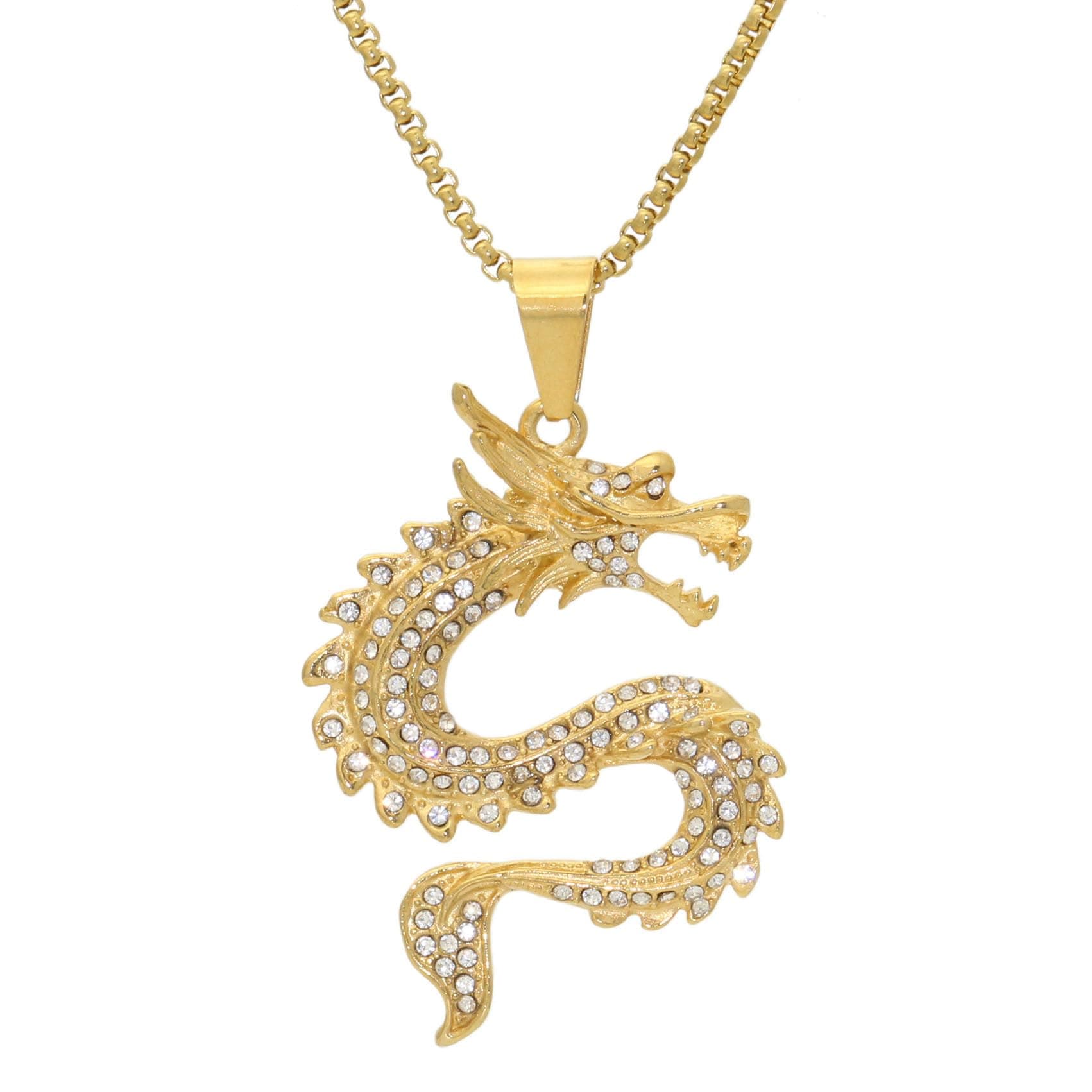 Premium Stainless Steel Dragon Pendant Necklace for Hip Hop Enthusiasts