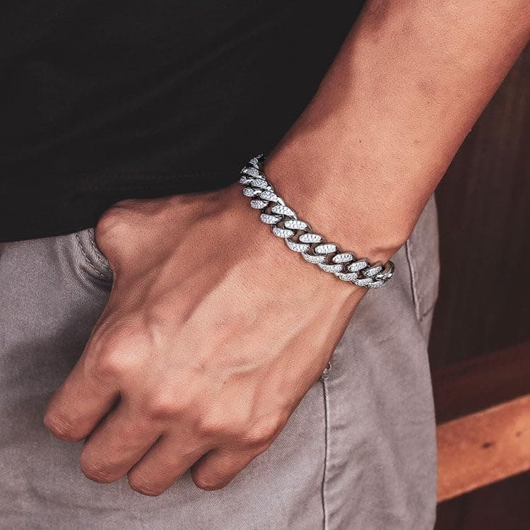 HIPBLING Iced Out Cuban Link Watch Bracelet for Men with Diamond