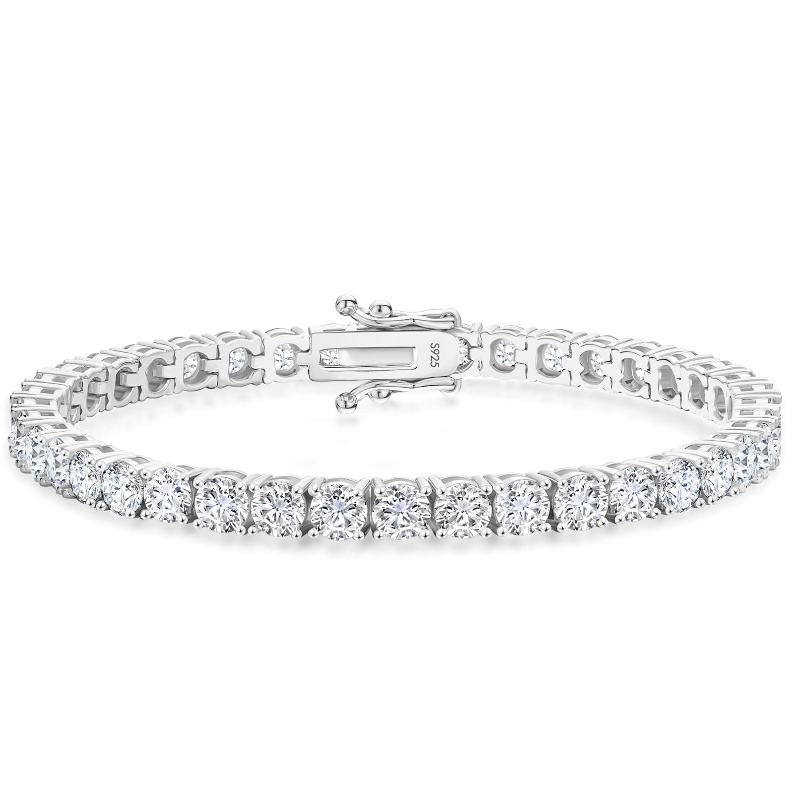 KRKC&CO Lab-Grown Moissanite Tennis Bracelet, 925 Sterling Silver 14K Gold Plated
