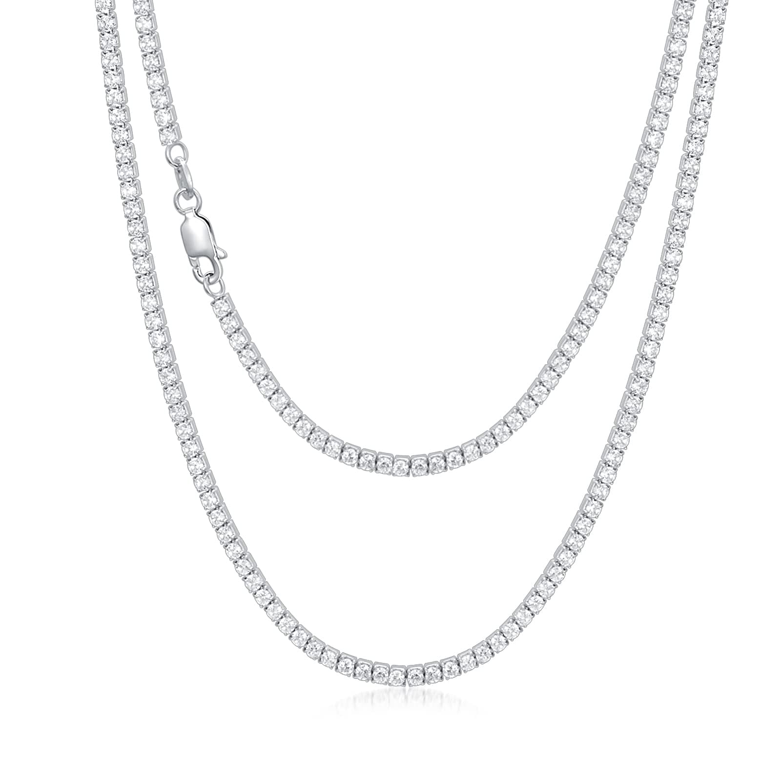 Dralox Sterling Silver Cubic Zirconia Tennis Necklace for Women & Men