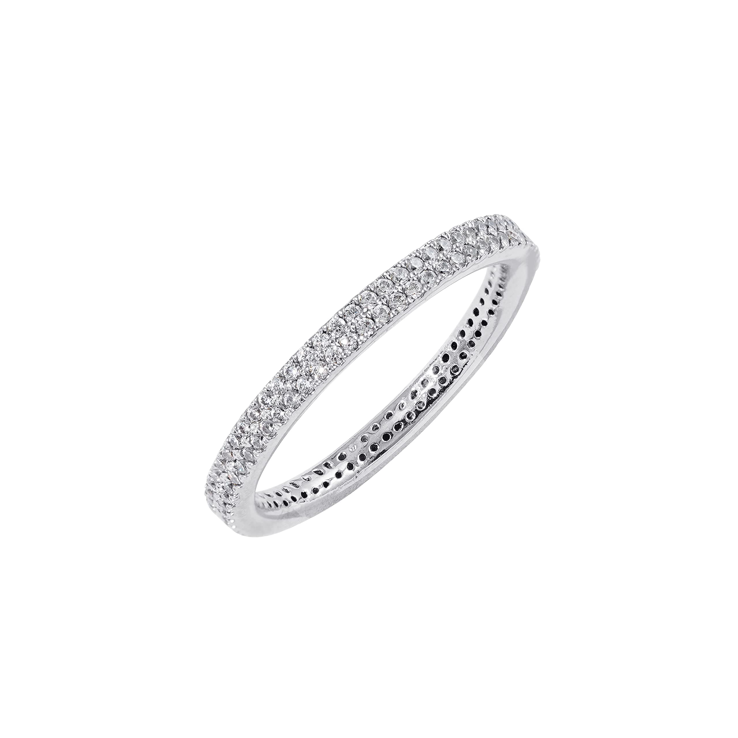 Amazon Essentials Rhodium Plated Double Row Pave Eternity Ring
