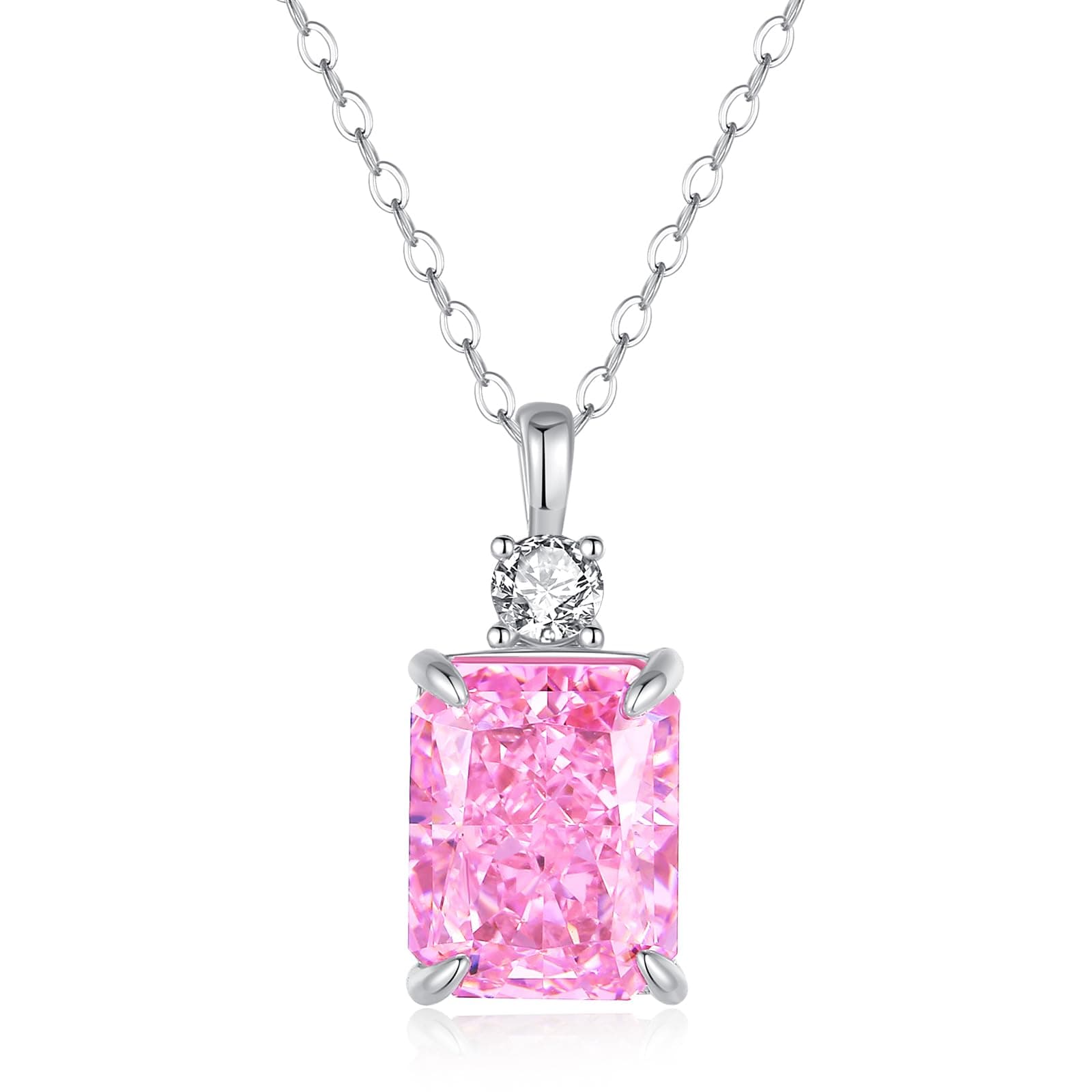 Lab Created Diamond Necklace for Women 925 Sterling Silver 18K Gold Plated Pendant Gift