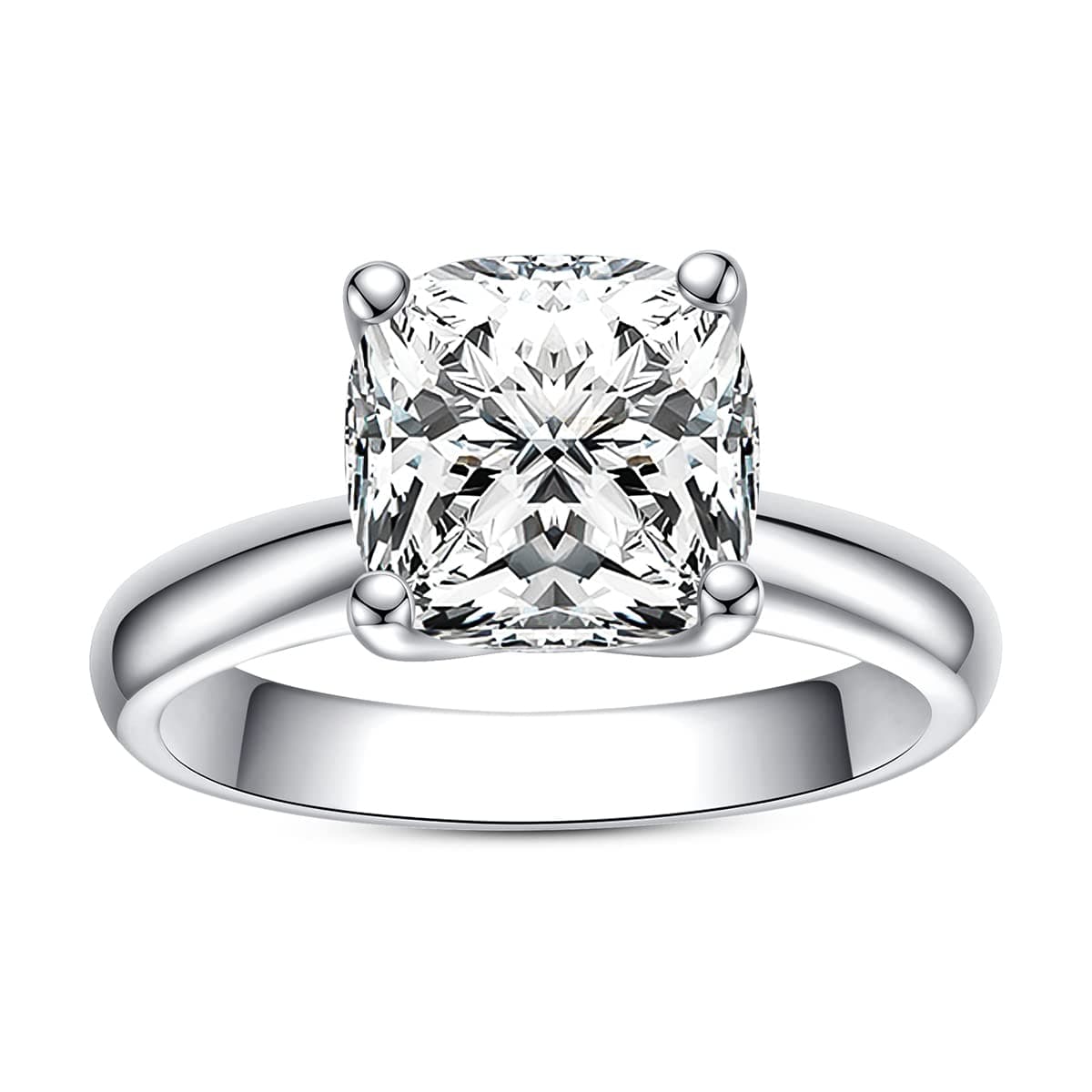AnuClub Emerald Moissanite Engagement Ring, 925 Sterling Silver, Eternity Wedding Band