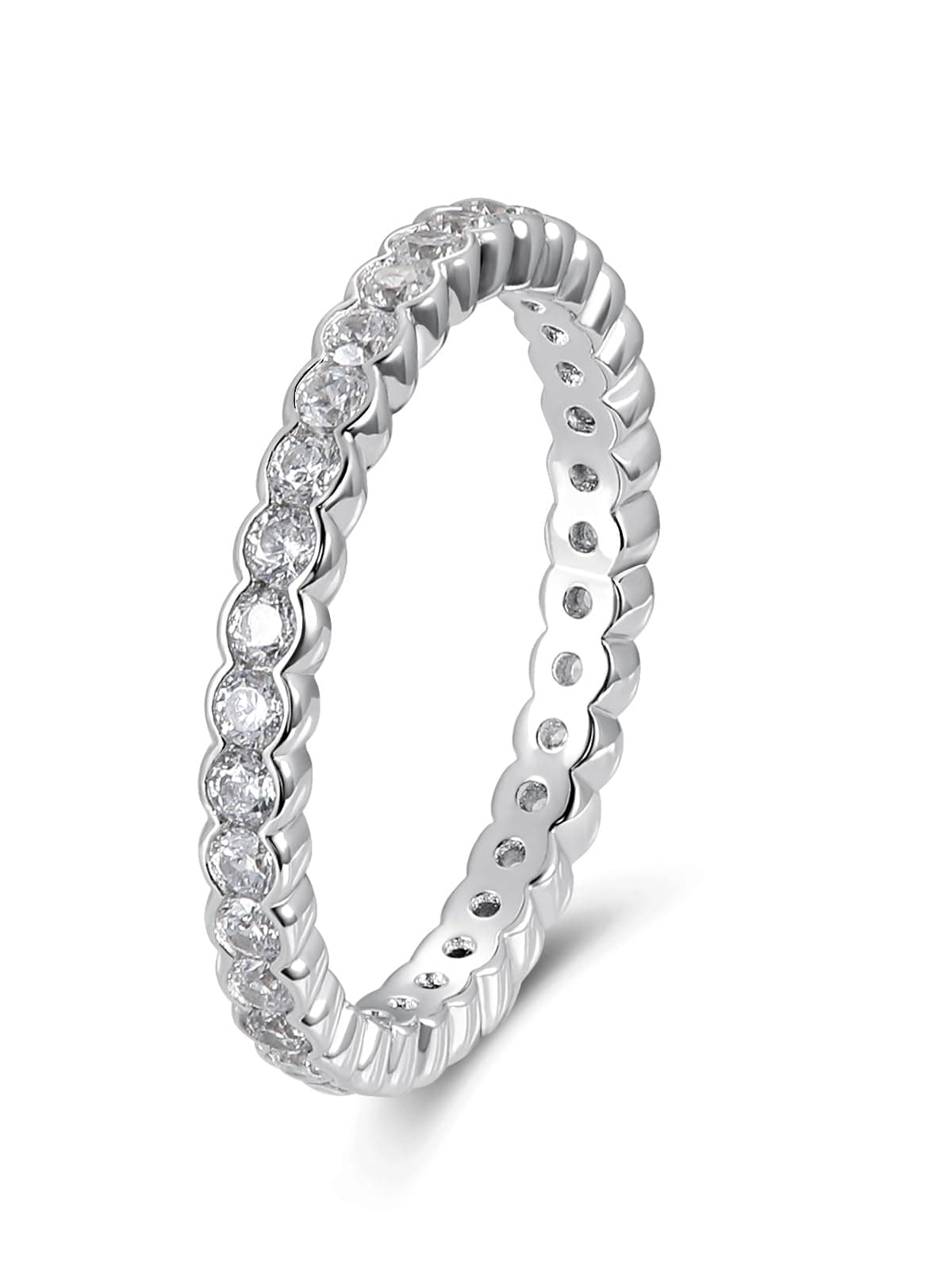 CYW D Color Moissanite Eternity Ring for Women, 925 Sterling Silverrhodium Finish