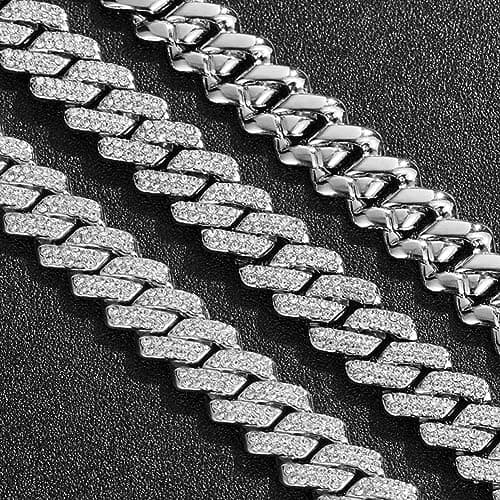 Jacruces Mens Silver Cuban Link Chain Necklace Hip Hop Jewelry