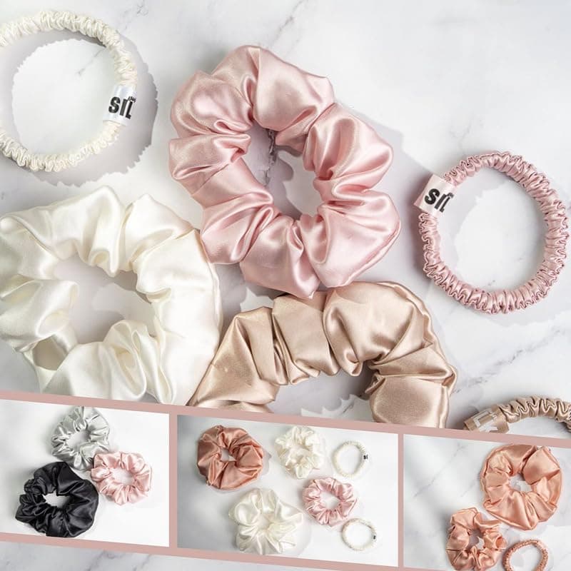 Neutral Scrubchy Silk Scrunchies for Women & Girls Ponytail Holder Pack