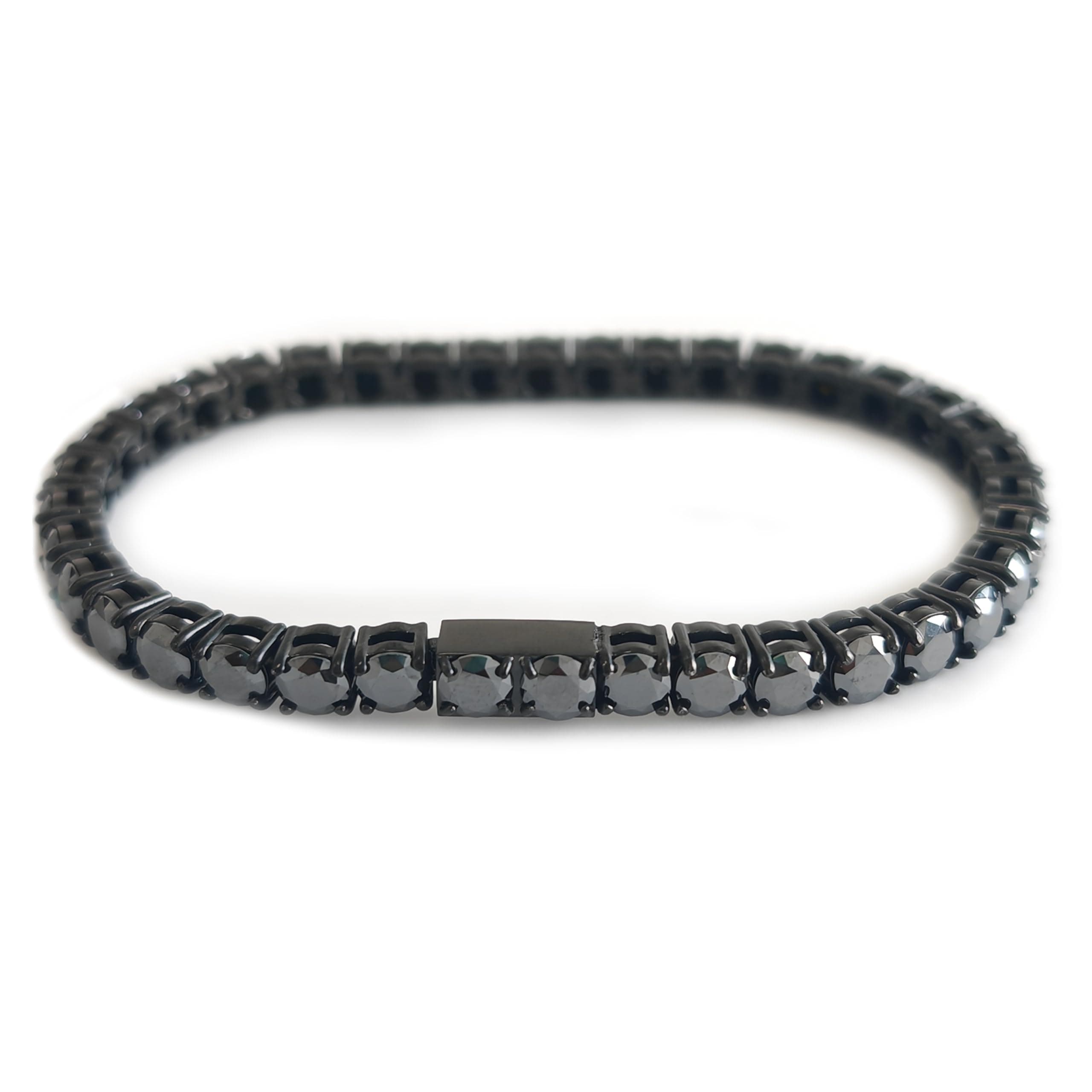 316 Stainless Steel Black Moissanite Bracelet, 4/5mm Tennis Style Lab Grown Jewelry