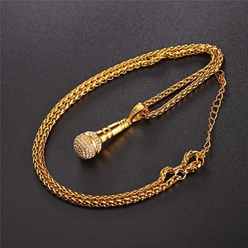 Stainless Steel 18K Gold Plated Rock Music Necklace Adjustable Chain Men Women Teens