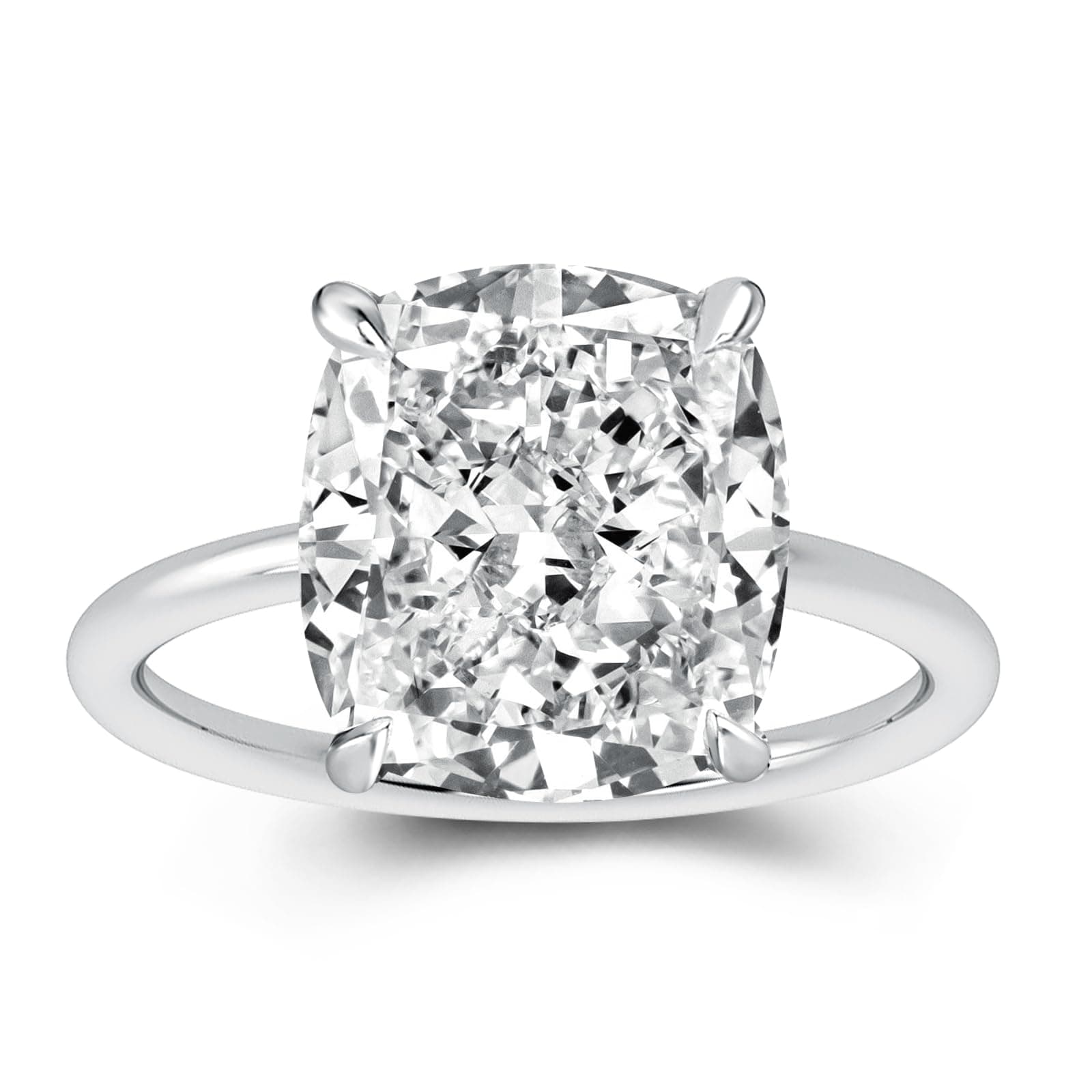 Effinny Crushed Ice Solitaire Engagement Ring, 925 Sterling Silver Simulated Diamond