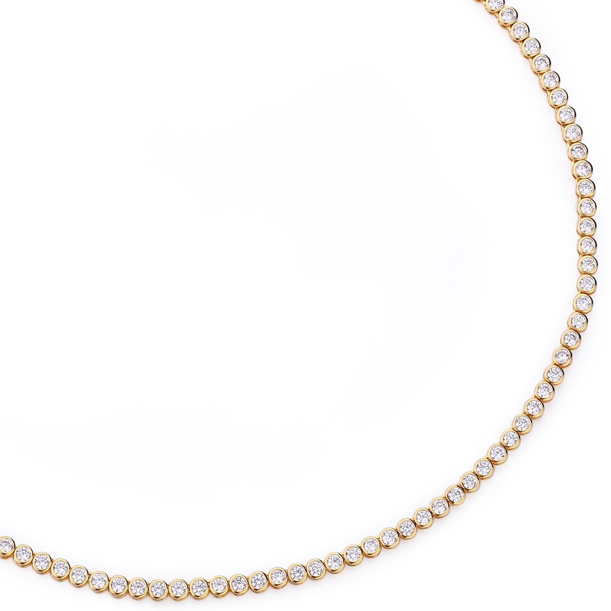 Elegant 14K Yellow Gold Bezel Round CZ Tennis Necklace | 3 Carat | Bridal Jewelry