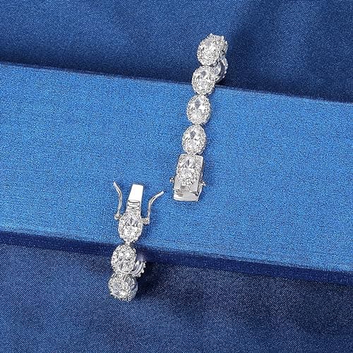 18K White Gold Heart Tennis Bracelet for Women, Size 6-8 inches
