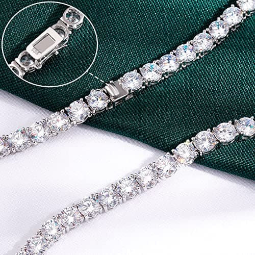 TIKJE Sterling Silver 3mm-6mm CZ Round Cut Tennis Necklace 16-24inches Valentines Gift