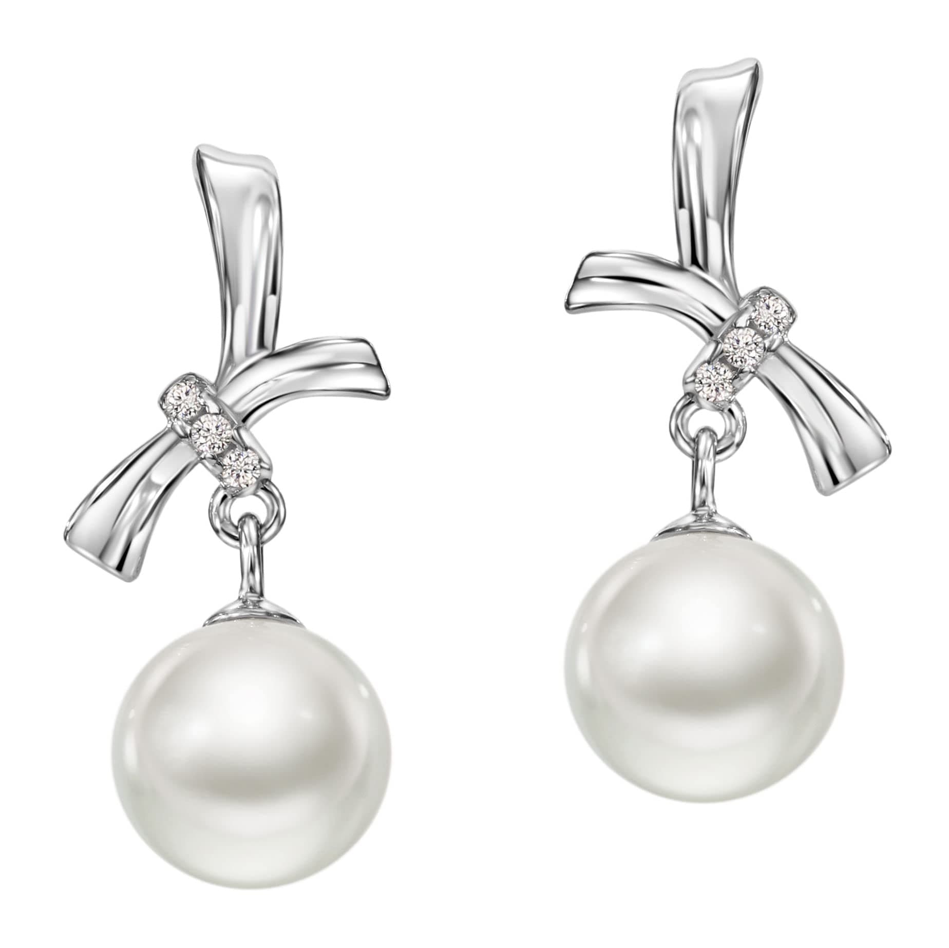 Michooyel Hypoallergenic Sterling Silver Freshwater Pearl & Cubic Zirconia Drop Earrings