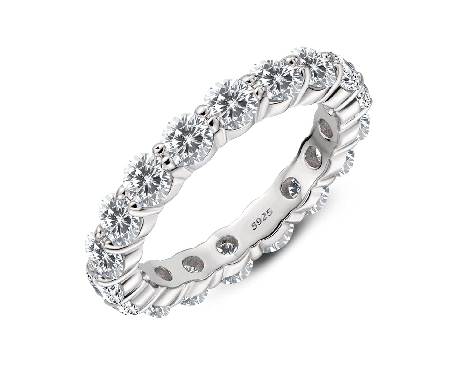 AINUOSHI Eternity Ring, 925 Sterling Silver, Cubic Zirconia Jewelry Box Packed