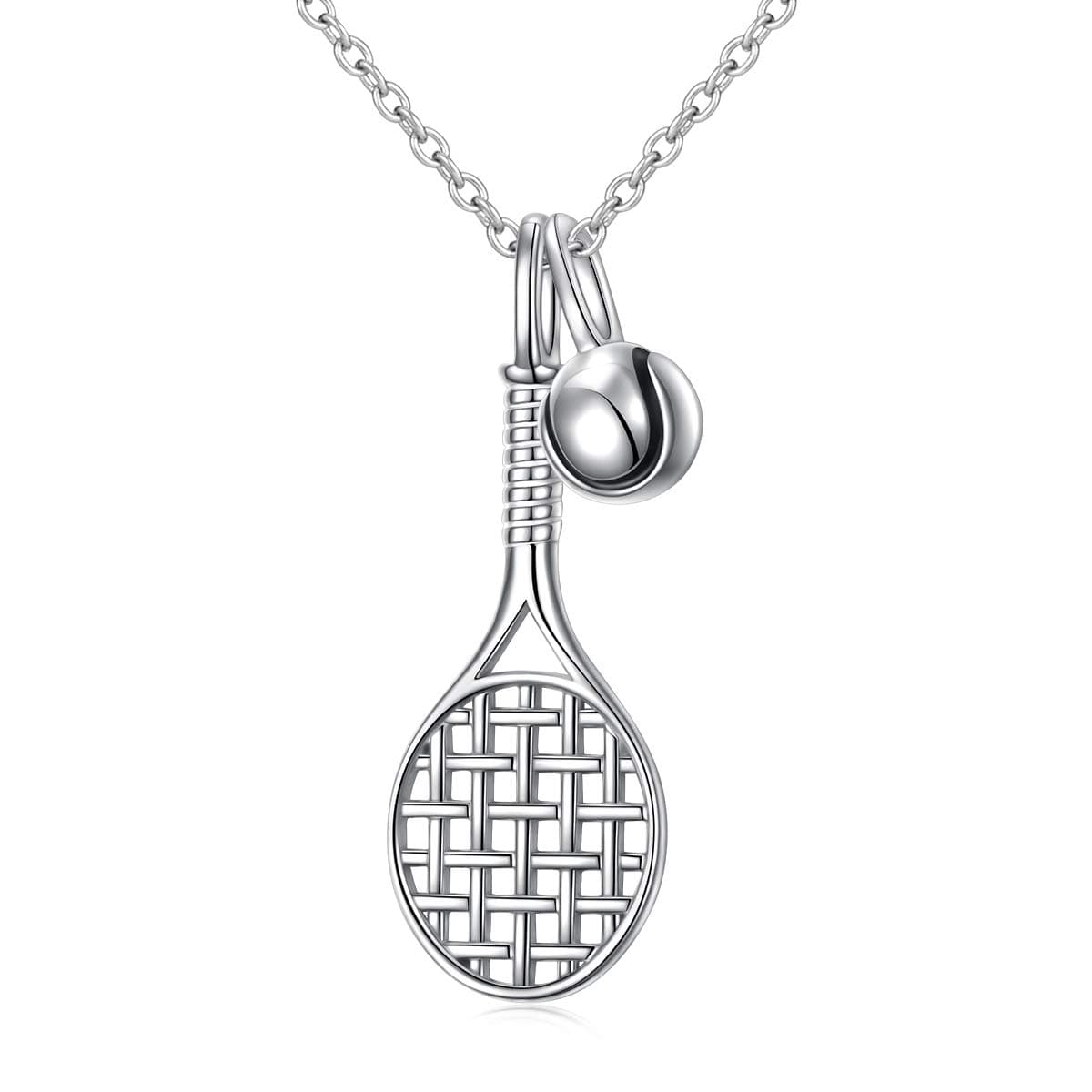 DAOCHONG S925 Sterling Silver Tennis Racket Pendant Necklace Gift