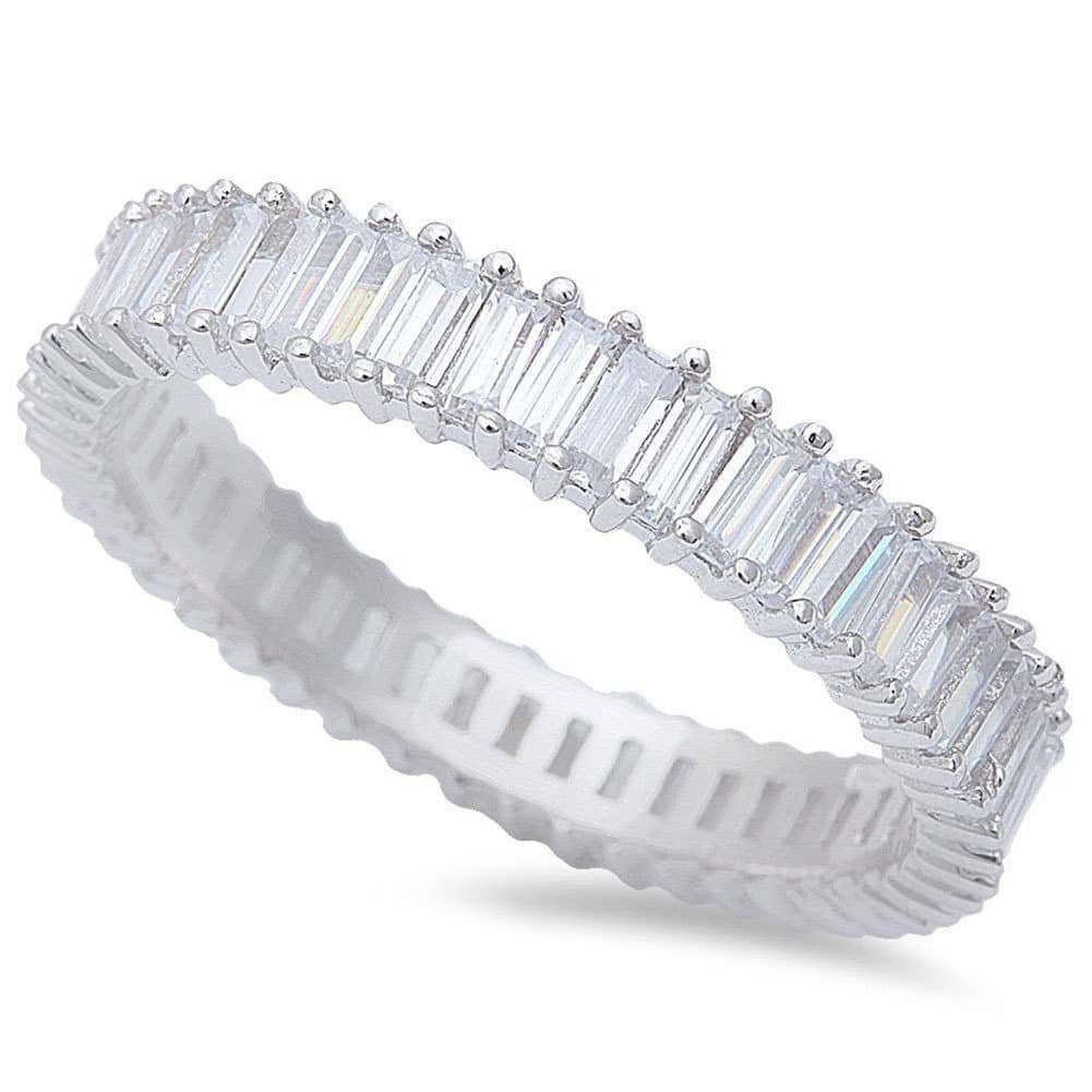 Blue Apple Co. 925 Sterling Silver Stackable Baguette CZ Ring