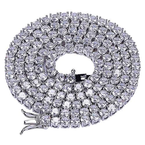 JINAO Iced Out 18K Gold Plated Lab Diamond Tennis Chain Necklace for All
