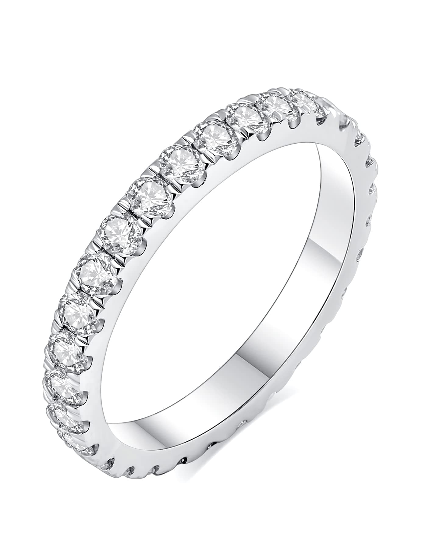 IMOLOVE Moissanite Eternity Engagement Ring 925 Sterling Silver 18K White Gold Plated Size 3.5-12