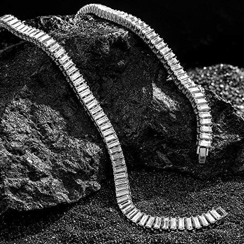 HH BLING EMPIRE Men's Silver and Gold Diamond Tennis Chains 16-30 Inches