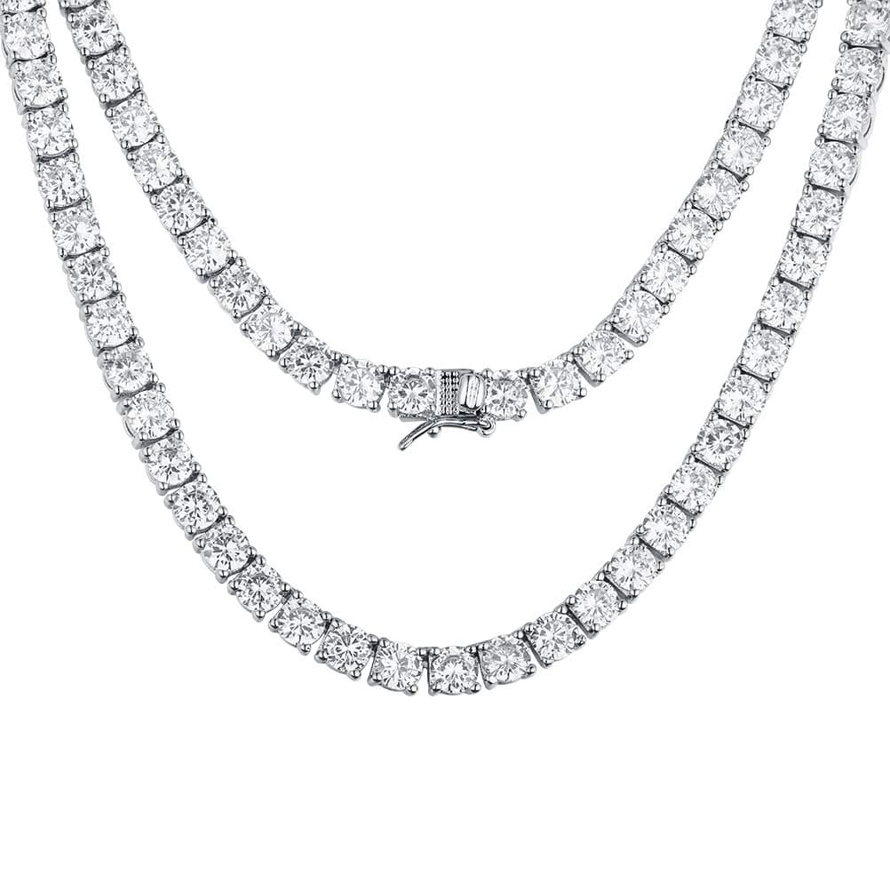 MDFUN 18K White Gold Plated 5.0-6.0mm Round CZ Tennis Necklace 14-24 inches