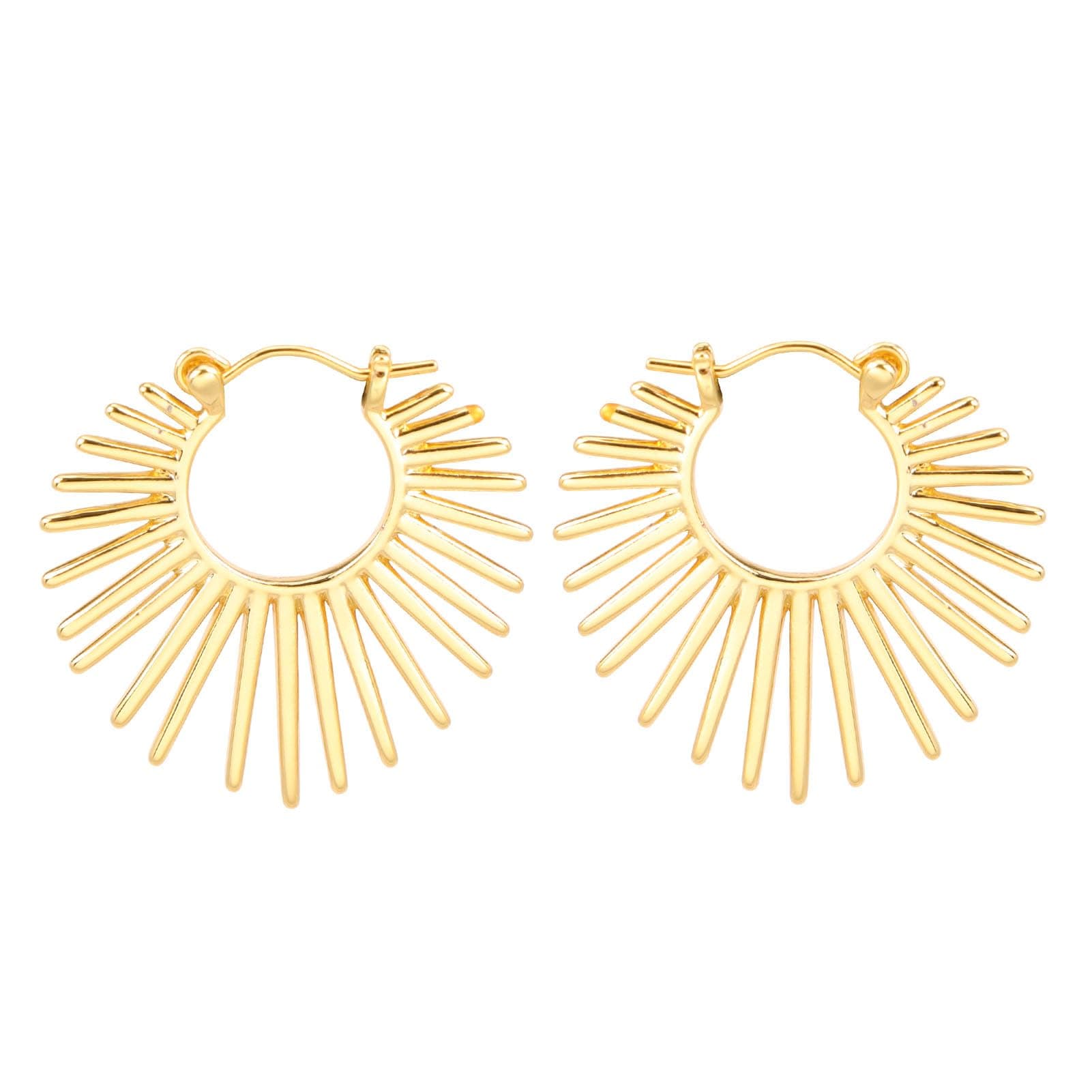 BaubleStar Sunburst Hinged Hoop Statement Earrings
