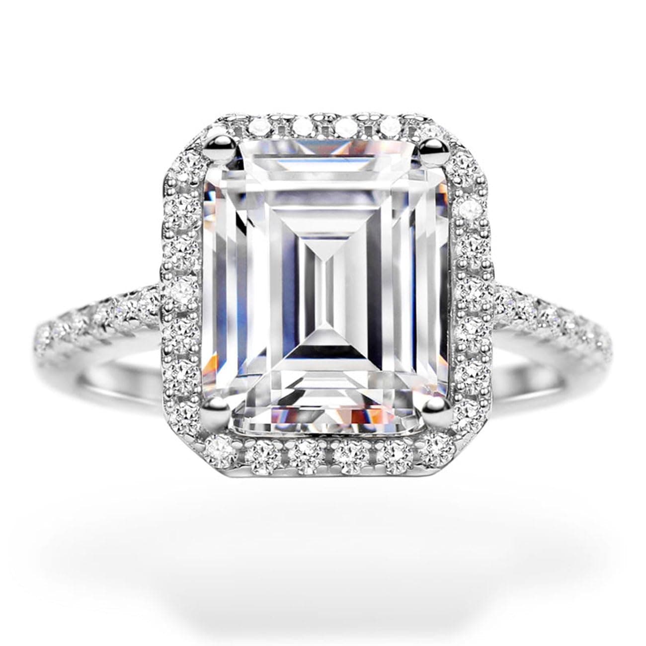 Michooyel S925 4.0ct Emerald Cut Engagement Ring for Women