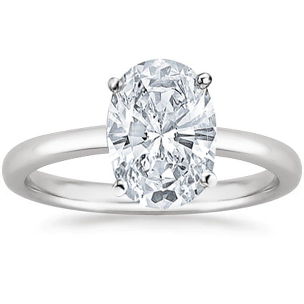 Houston Diamond District 14K White Gold Lab Grown Solitaire Engagement Ring (3/4-10ct E-F VS2-SI1)