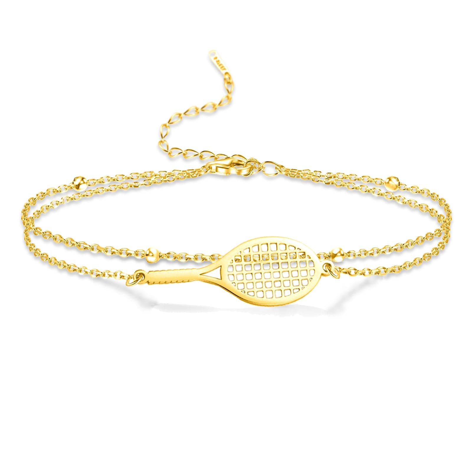 VASSAGO Adjustable Tennis Racket Charm Bracelet Gifts for Tennis Enthusiasts