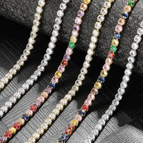 Episkeyk Women's 4mm 3A Cubic Zirconia Tennis Necklace, 14K Gold Plated Trends