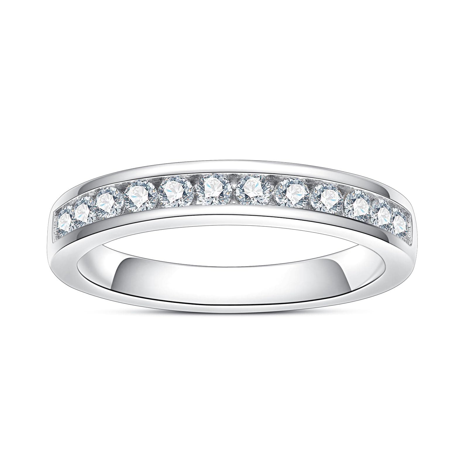 AimiIee D Color VVS1 Moissanite Eternity Ring 925 Silver for Women