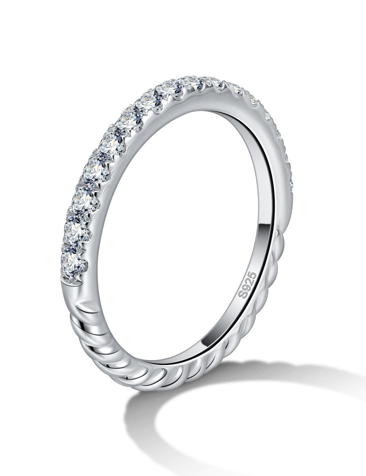 getlove 18K White Gold Plated Moissanite Wedding Band