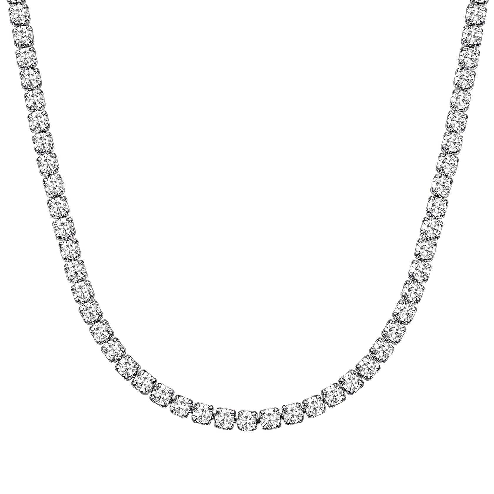 ChainsHouse Classic 3mm Cubic Zirconia Tennis Necklace - Stainless Steel & 18K Gold Plated for Men & Women