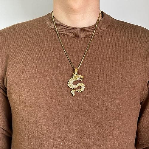 Premium Stainless Steel Dragon Pendant Necklace for Hip Hop Enthusiasts