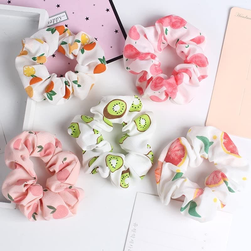 Floral Hair Scrunchies for Women with Soft and Silky Hair - 5 Pack