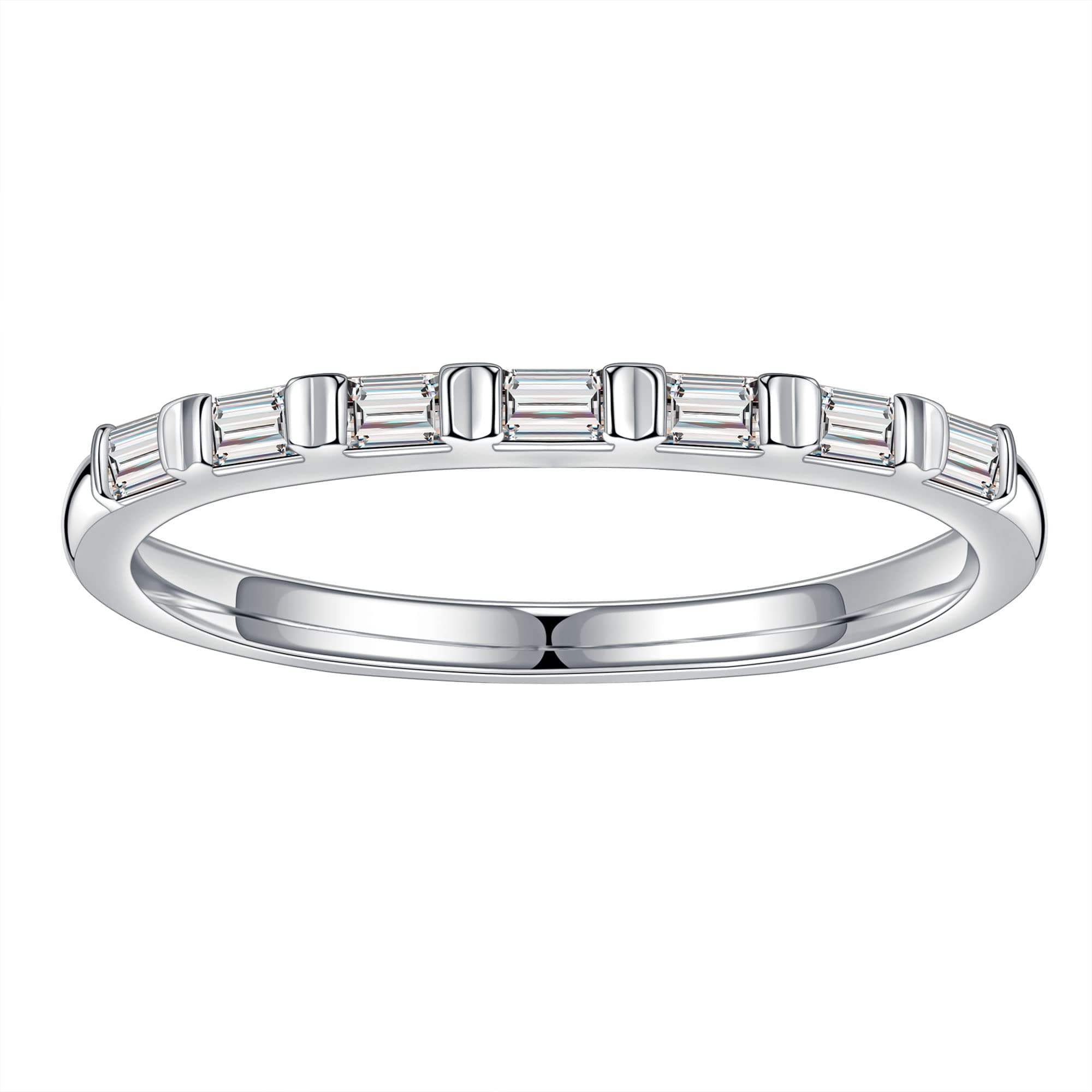 SMILEST 7 Stone Moissanite Half Eternity Wedding Band 18K Gold Vermeil