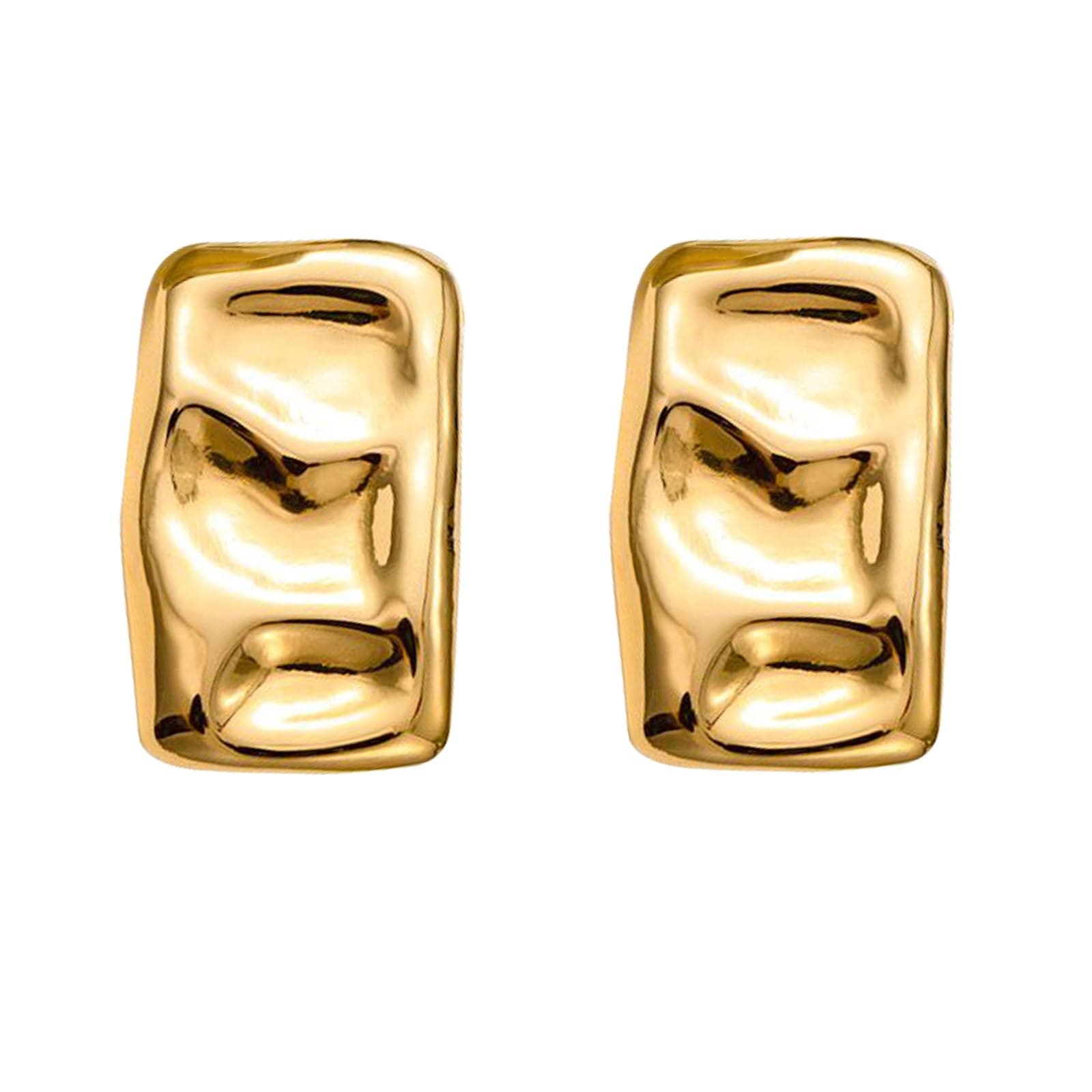 SeryNow Chunky Gold Rectangle Stud Earrings for Women