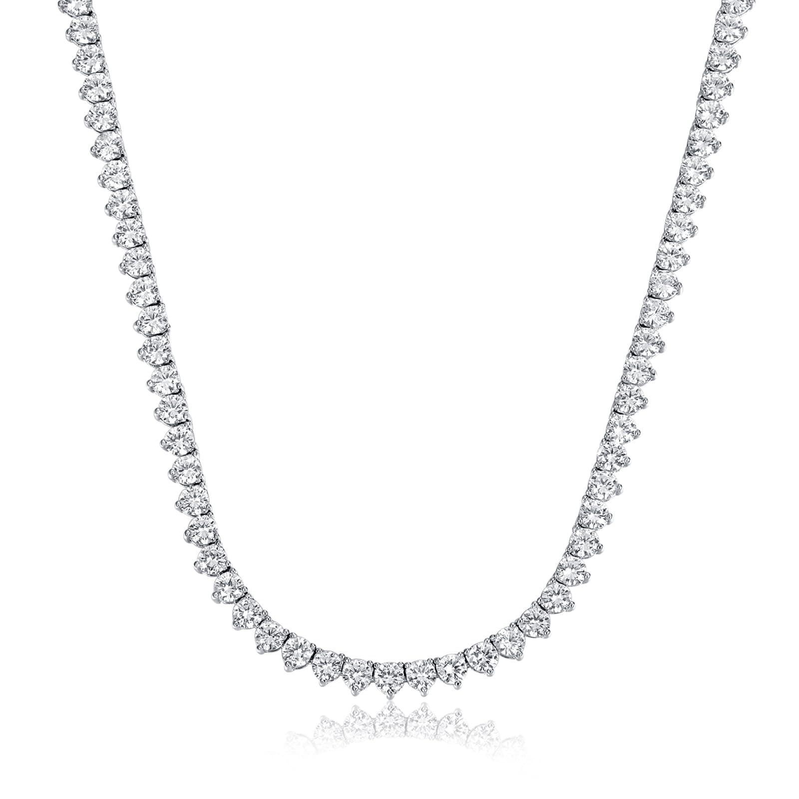 TIKJE 14K Gold Plated 4mm Round CZ Tennis Necklace for All