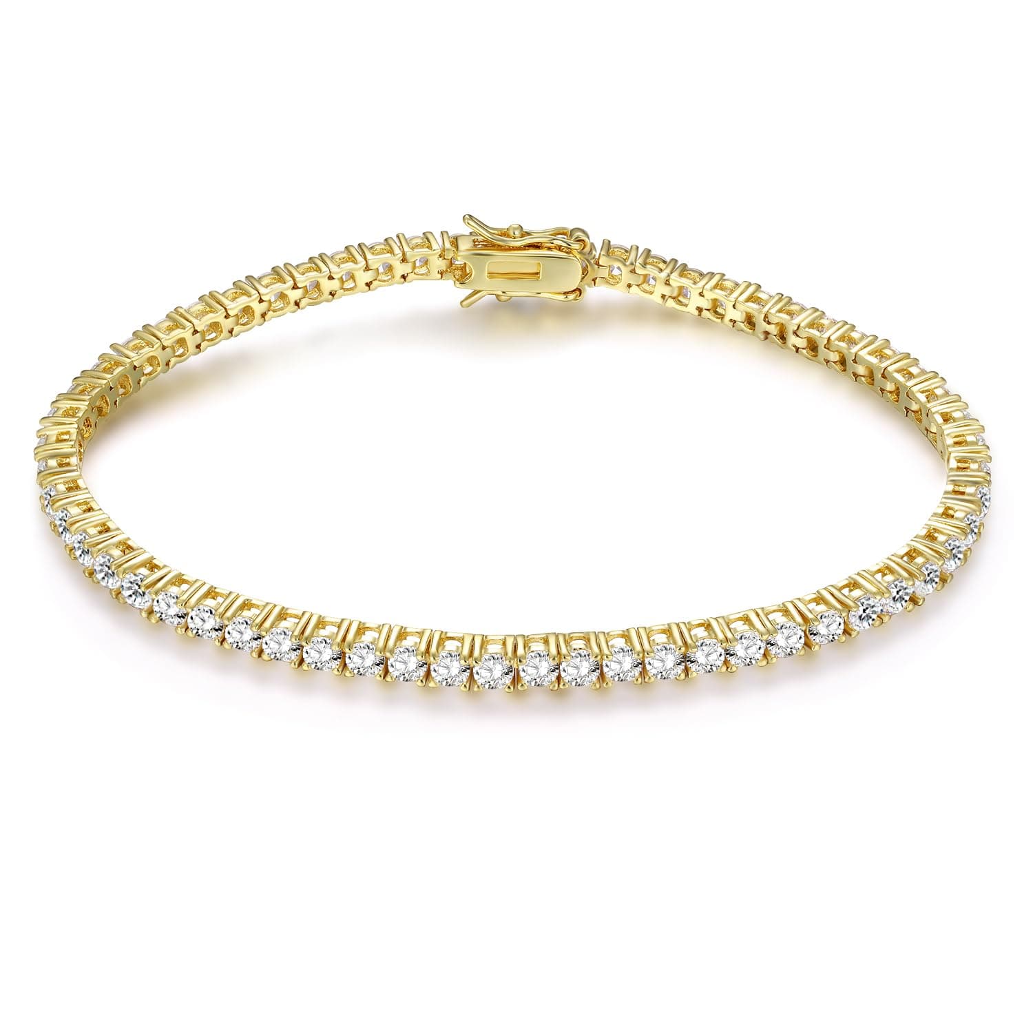Gemsme 18K Gold Plated 3.0 CZ Classic Tennis Bracelet 6 Inch