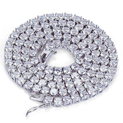 JINAO Iced Out 18K Gold Plated Lab Diamond Tennis Chain Necklace for All