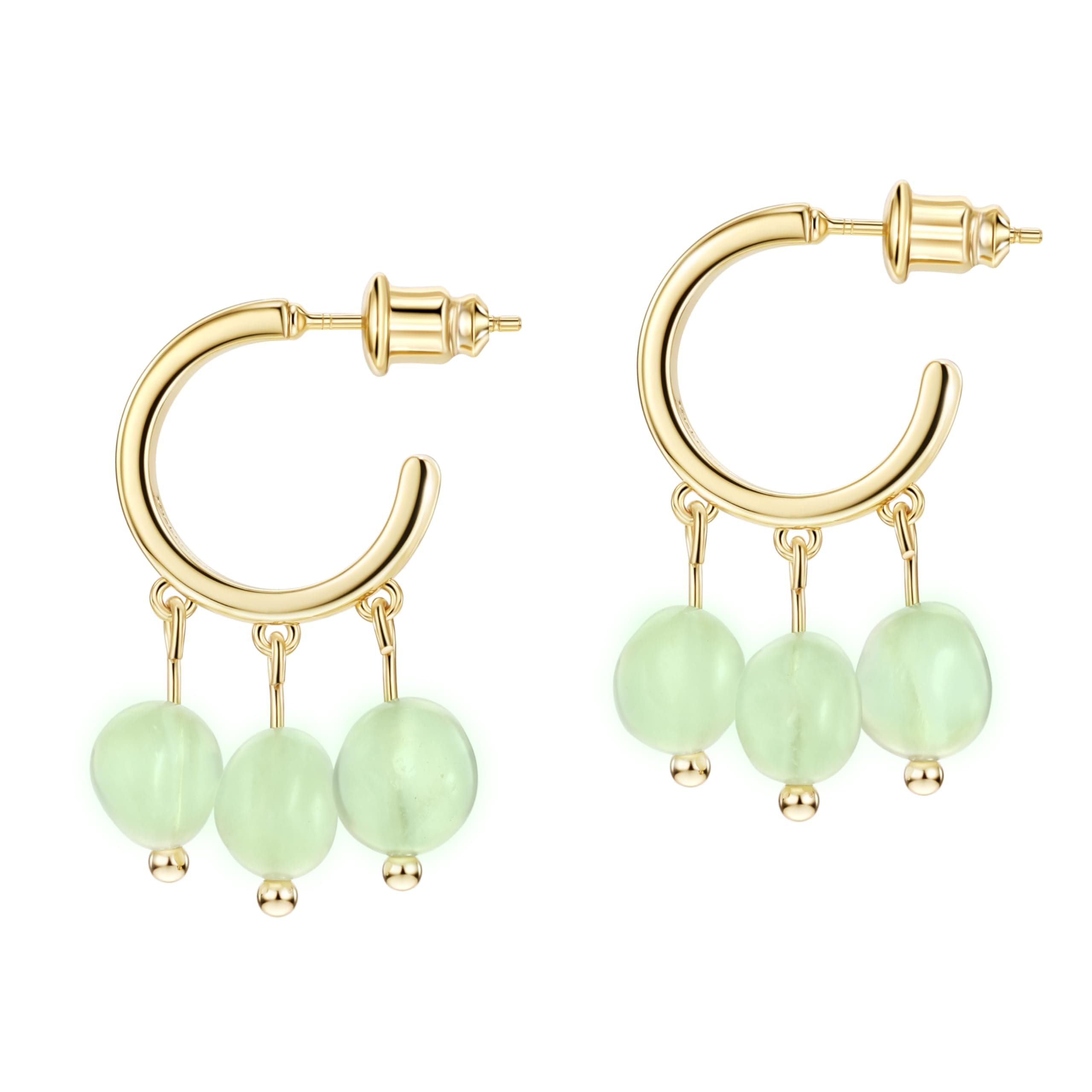 Michooyel Sterling Silver Prehnite Dangle Earrings for Women