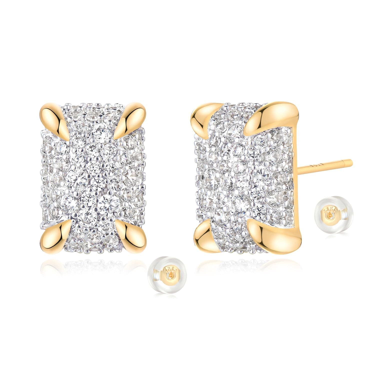 MYEARS Gold Plated Cubic Zirconia Stud Earrings