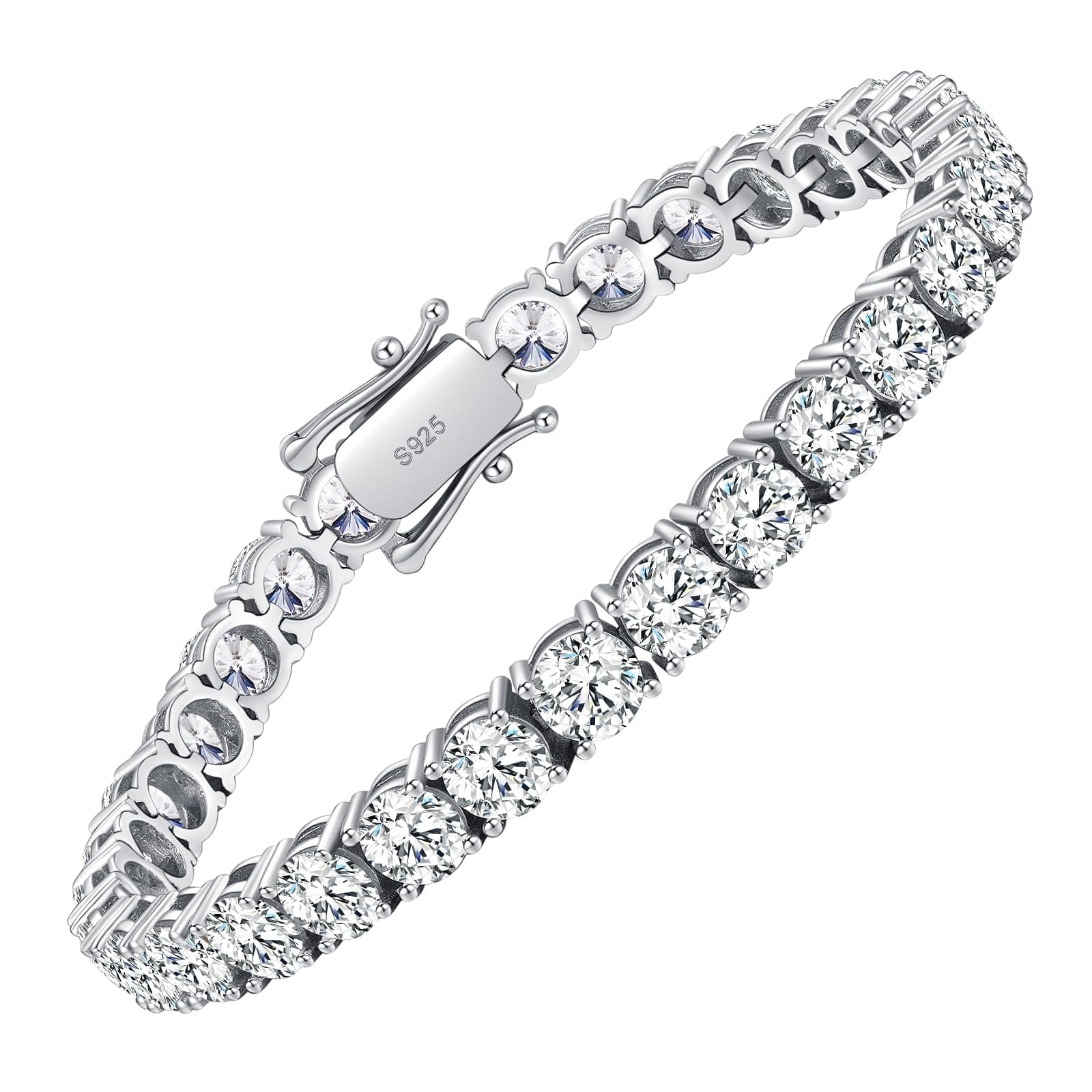 10.5-14 Carat Lab Grown Diamond Moissanite Tennis Bracelet 18k White Gold Plated 925 Sterling Silver