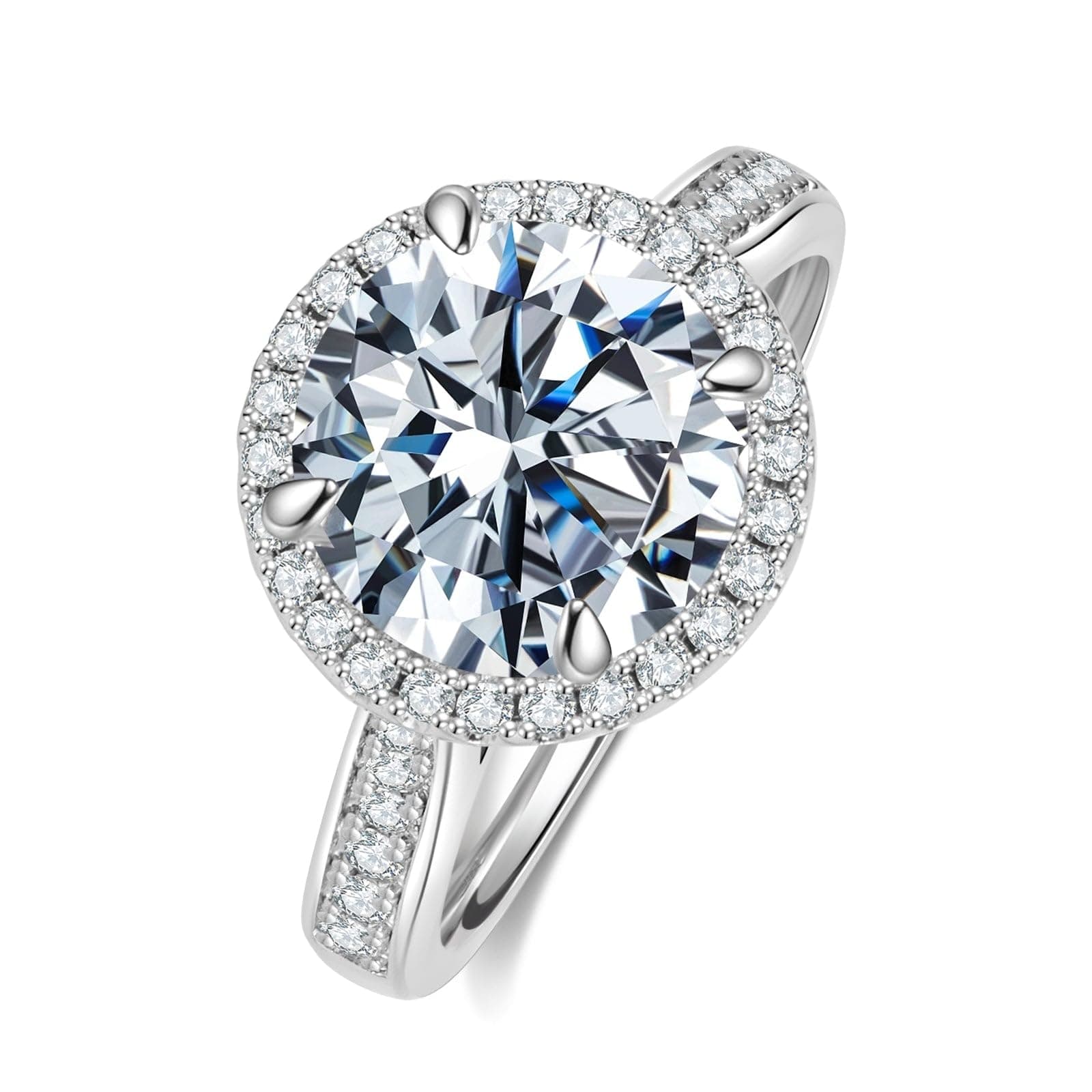 Elio Passero Women's 925 Sterling Silver & 18K Gold Plated Moissanite Engagement Ring, D Color VVS1 Clarity, 1.5/2/3/4 C