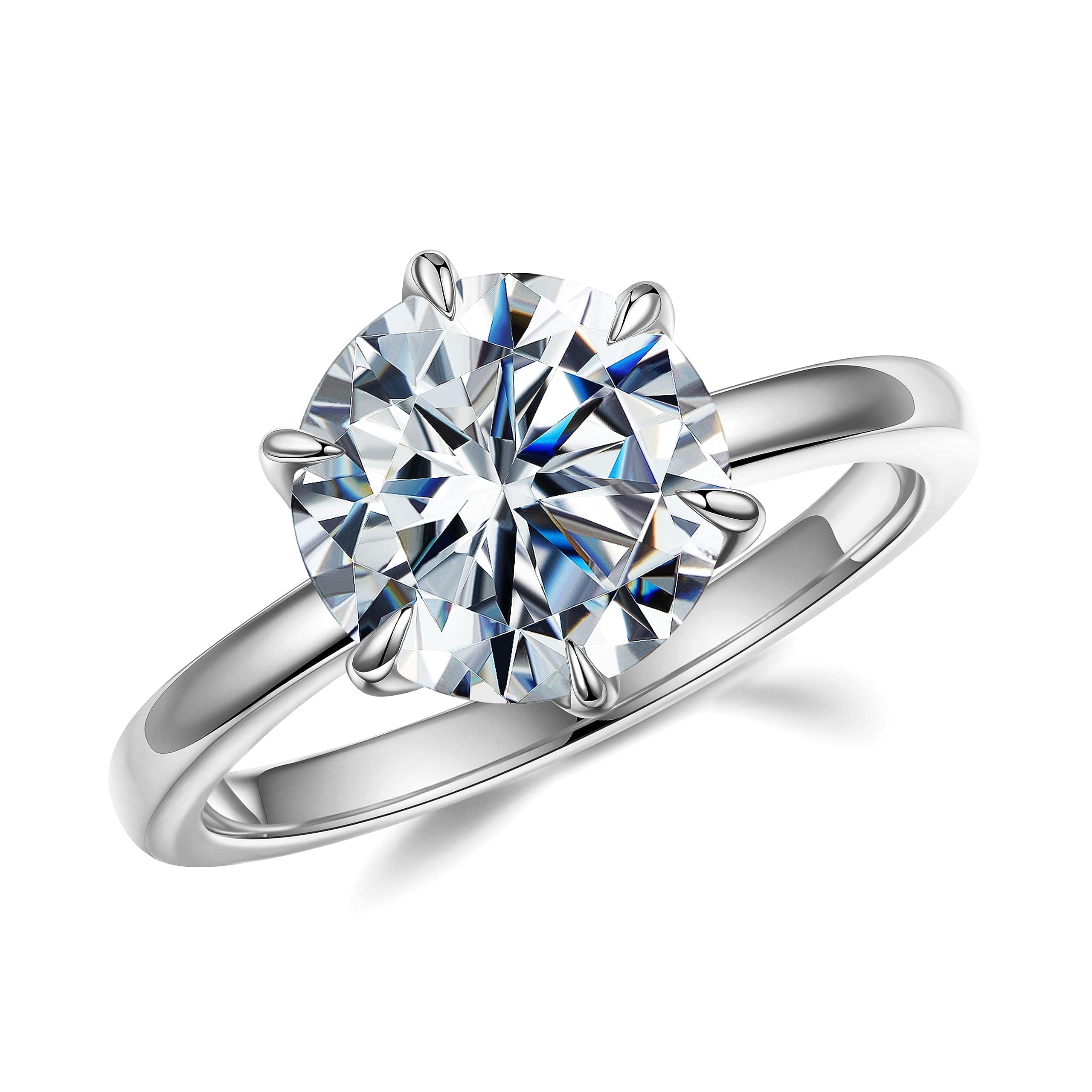 MOOSEA 3ct Moissanite Solitaire Ring - 14K White Gold Vermeil Wedding Ring