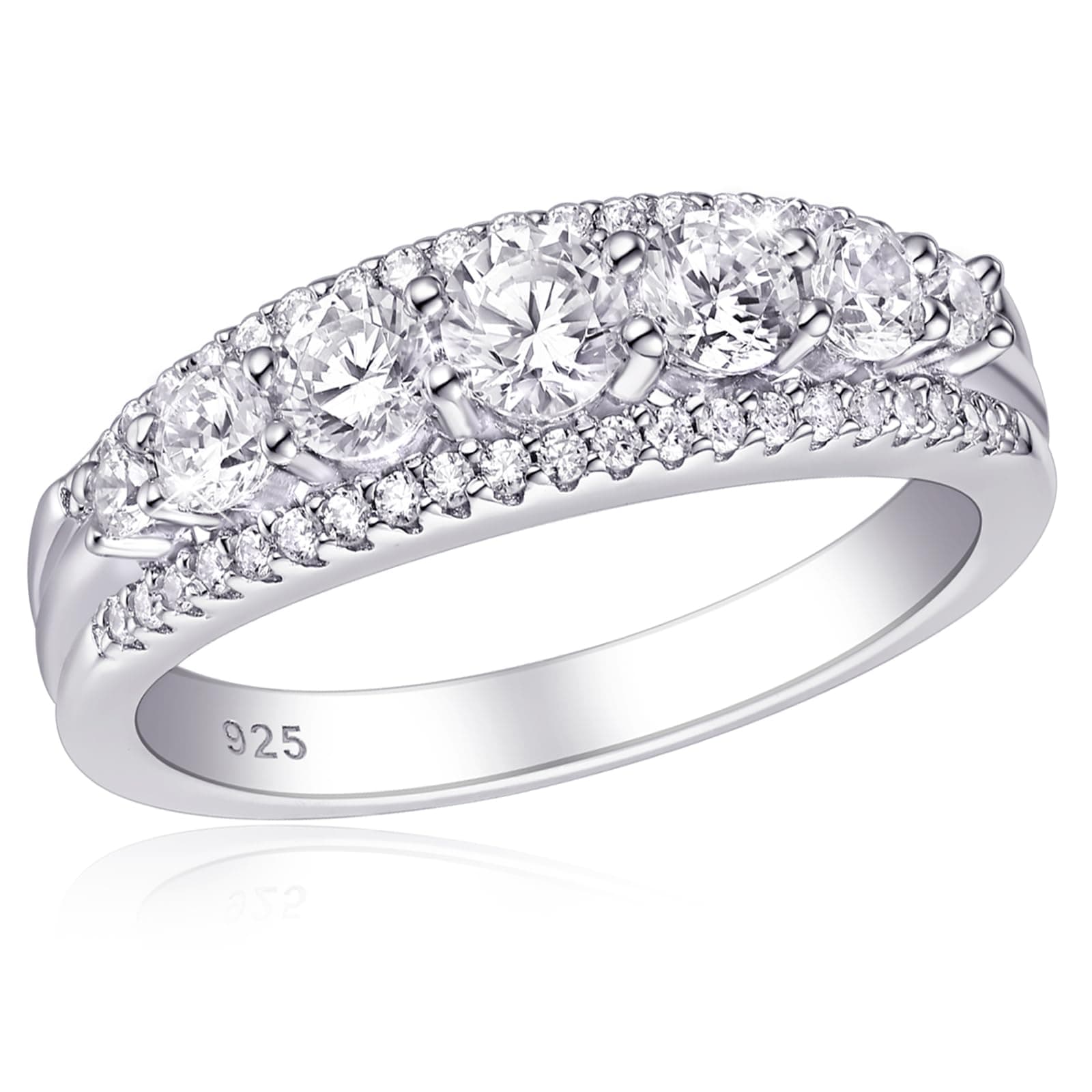 SHELOVES Sterling Silver Eternity Bands with Simulated Diamonds for Women