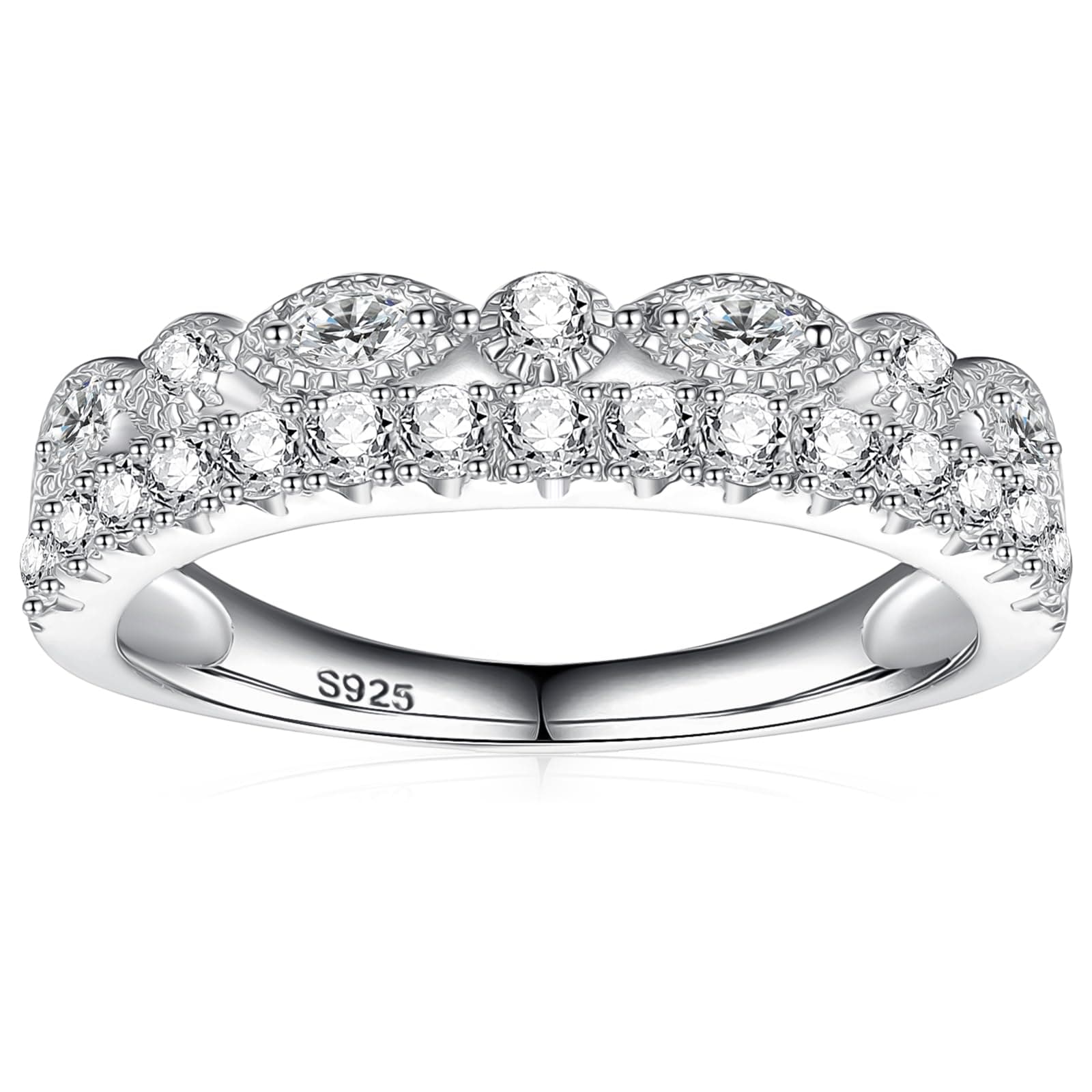 Yaresul Moissanite Half Eternity Ring 925 Silver D Color Stackable wedding ring